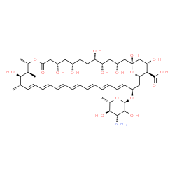 ChemSpider 2D Image | (1R,3R,5S,6S,9S,11S,15S,16S,17R,18S,19E,21E,23E,25E,27E,29E,31E,33R,35S,36R,37S)-33-[(3-Amino-3,6-dideoxy-alpha-L-mannopyranosyl)oxy]-1,3,5,6,9,11,17,37-octahydroxy-15,16,18-trimethyl-13-oxo-14,39-dioxabicyclo[33.3.1]nonatriaconta-19,21,23,25,27,29,31-heptaene-36-carboxylic acid | C47H73NO17