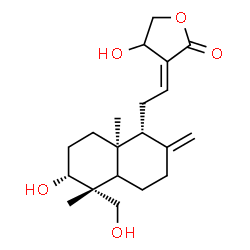 ChemSpider 2D Image | (3E)-4-Hydroxy-3-{2-[(5R,6R,8aS)-6-hydroxy-5-(hydroxymethyl)-5,8a-dimethyl-2-methylenedecahydro-1-naphthalenyl]ethylidene}dihydro-2(3H)-furanone | C20H30O5