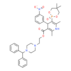 ChemSpider 2D Image | 2-[4-(Diphenylmethyl)-1-piperazinyl]ethyl 5-(5,5-dimethyl-2-oxido-1,3,2-dioxaphosphinan-2-yl)-2,6-dimethyl-4-(3-nitrophenyl)-1,4-dihydro-3-pyridinecarboxylate | C38H45N4O7P
