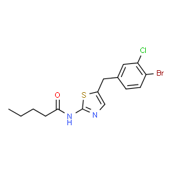 ChemSpider 2D Image | N-[5-(4-Bromo-3-chlorobenzyl)-1,3-thiazol-2-yl]pentanamide | C15H16BrClN2OS