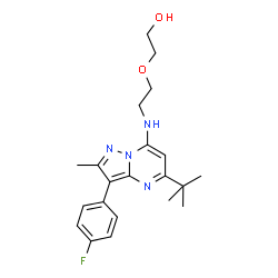 ChemSpider 2D Image | 2-(2-{[5-tert-Butyl-3-(4-fluorophenyl)-2-methylpyrazolo[1,5-a]pyrimidin-7-yl]amino}ethoxy)ethanol | C21H27FN4O2