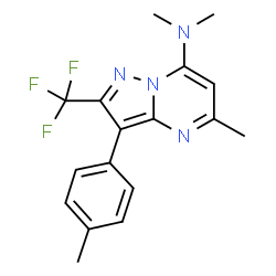 ChemSpider 2D Image | N,N,5-Trimethyl-3-(4-methylphenyl)-2-(trifluoromethyl)pyrazolo[1,5-a]pyrimidin-7-amine | C17H17F3N4