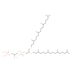 ChemSpider 2D Image | 2,5-Dihydroxy-13,17,21,25-tetramethyl-5-oxido-8-[(3,7,11,15-tetramethylhexadecyl)oxy]-4,6,10-trioxa-5lambda~5~-phosphahexacos-1-yl dihydrogen phosphate | C46H96O11P2