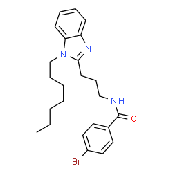 ChemSpider 2D Image | 4-Bromo-N-[3-(1-heptyl-1H-benzimidazol-2-yl)propyl]benzamide | C24H30BrN3O