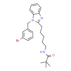 ChemSpider 2D Image | N-{5-[1-(3-Bromobenzyl)-1H-benzimidazol-2-yl]pentyl}-2,2-dimethylpropanamide | C24H30BrN3O