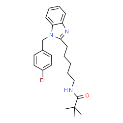 ChemSpider 2D Image | N-{5-[1-(4-Bromobenzyl)-1H-benzimidazol-2-yl]pentyl}-2,2-dimethylpropanamide | C24H30BrN3O