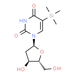 ChemSpider 2D Image | 1-(2-Deoxy-alpha-D-erythro-pentofuranosyl)-5-(trimethylsilyl)-2,4(1H,3H)-pyrimidinedione | C12H20N2O5Si