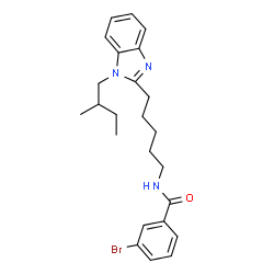 ChemSpider 2D Image | 3-Bromo-N-{5-[1-(2-methylbutyl)-1H-benzimidazol-2-yl]pentyl}benzamide | C24H30BrN3O