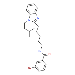 ChemSpider 2D Image | 3-Bromo-N-{5-[1-(3-methylbutyl)-1H-benzimidazol-2-yl]pentyl}benzamide | C24H30BrN3O