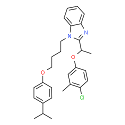 ChemSpider 2D Image | 2-[1-(4-Chloro-3-methylphenoxy)ethyl]-1-[4-(4-isopropylphenoxy)butyl]-1H-benzimidazole | C29H33ClN2O2