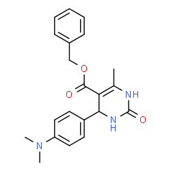 ChemSpider 2D Image | Benzyl 4-[4-(dimethylamino)phenyl]-6-methyl-2-oxo-1,2,3,4-tetrahydro-5-pyrimidinecarboxylate | C21H23N3O3