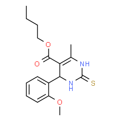 ChemSpider 2D Image | Butyl 4-(2-methoxyphenyl)-6-methyl-2-thioxo-1,2,3,4-tetrahydro-5-pyrimidinecarboxylate | C17H22N2O3S
