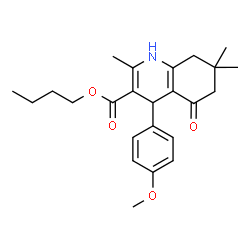 ChemSpider 2D Image | Butyl 4-(4-methoxyphenyl)-2,7,7-trimethyl-5-oxo-1,4,5,6,7,8-hexahydro-3-quinolinecarboxylate | C24H31NO4
