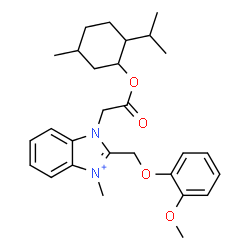 ChemSpider 2D Image | 1-{2-[(2-Isopropyl-5-methylcyclohexyl)oxy]-2-oxoethyl}-2-[(2-methoxyphenoxy)methyl]-3-methyl-1H-benzimidazol-3-ium | C28H37N2O4