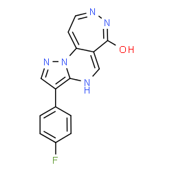 ChemSpider 2D Image | 3-(4-Fluorophenyl)-4H-pyrazolo[5',1':2,3]pyrimido[5,4-d][1,2]diazepin-6-ol | C15H10FN5O