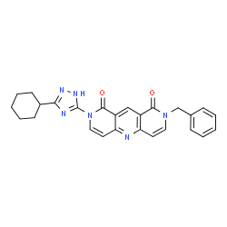 ChemSpider 2D Image | 2-Benzyl-8-(3-cyclohexyl-1H-1,2,4-triazol-5-yl)pyrido[4,3-b][1,6]naphthyridine-1,9(2H,8H)-dione | C26H24N6O2