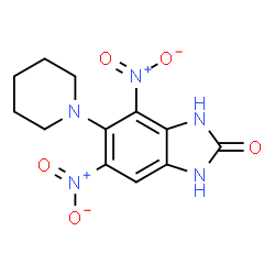 ChemSpider 2D Image | 4,6-Dinitro-5-(1-piperidinyl)-1,3-dihydro-2H-benzimidazol-2-one | C12H13N5O5