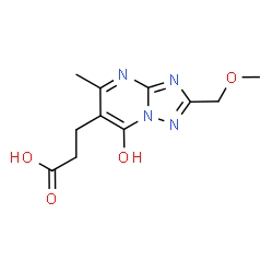 ChemSpider 2D Image | 3-[7-Hydroxy-2-(methoxymethyl)-5-methyl[1,2,4]triazolo[1,5-a]pyrimidin-6-yl]propanoic acid | C11H14N4O4