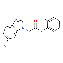 ChemSpider 2D Image | 2-(6-Chloro-1H-indol-1-yl)-N-(2-fluorophenyl)acetamide | C16H12ClFN2O