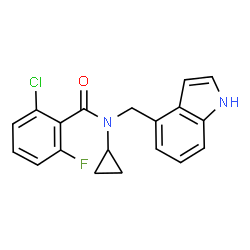 ChemSpider 2D Image | 2-Chloro-N-cyclopropyl-6-fluoro-N-(1H-indol-4-ylmethyl)benzamide | C19H16ClFN2O