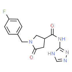 ChemSpider 2D Image | 1-(4-Fluorobenzyl)-5-oxo-N-(1H-1,2,4-triazol-3-yl)-3-pyrrolidinecarboxamide | C14H14FN5O2