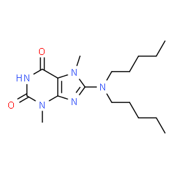 ChemSpider 2D Image | 8-(Dipentylamino)-3,7-dimethyl-3,7-dihydro-1H-purine-2,6-dione | C17H29N5O2