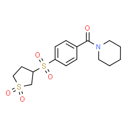 ChemSpider 2D Image | {4-[(1,1-Dioxidotetrahydro-3-thiophenyl)sulfonyl]phenyl}(1-piperidinyl)methanone | C16H21NO5S2
