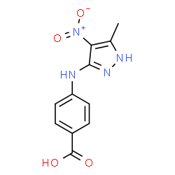 ChemSpider 2D Image | 4-[(3-methyl-4-nitro-1H-pyrazol-5-yl)amino]benzoic acid | C11H10N4O4