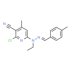 ChemSpider 2D Image | 2-Chloro-6-[(2E)-1-ethyl-2-(4-methylbenzylidene)hydrazino]-4-methylnicotinonitrile | C17H17ClN4