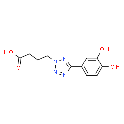 ChemSpider 2D Image | 4-[5-(3,4-Dihydroxyphenyl)-2H-tetrazol-2-yl]butanoic acid | C11H12N4O4