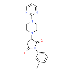 ChemSpider 2D Image | 1-(3-Methylphenyl)-3-[4-(2-pyrimidinyl)-1-piperazinyl]-2,5-pyrrolidinedione | C19H21N5O2