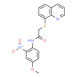 ChemSpider 2D Image | N-(4-Methoxy-2-nitrophenyl)-2-(8-quinolinylsulfanyl)acetamide | C18H15N3O4S