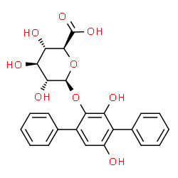 ChemSpider 2D Image | 3',5'-Dihydroxy-1,1':4',1''-terphenyl-2'-yl beta-D-glucopyranosiduronic acid | C24H22O9