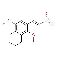 ChemSpider 2D Image | 5,8-Dimethoxy-6-[(1E)-2-nitro-1-propen-1-yl]-1,2,3,4-tetrahydronaphthalene | C15H19NO4