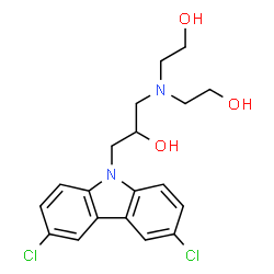 ChemSpider 2D Image | 1-[Bis(2-hydroxyethyl)amino]-3-(3,6-dichloro-9H-carbazol-9-yl)-2-propanol | C19H22Cl2N2O3