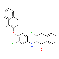 ChemSpider 2D Image | 2-Chloro-3-({3-chloro-4-[(1-chloro-2-naphthyl)oxy]phenyl}amino)-1,4-naphthoquinone | C26H14Cl3NO3