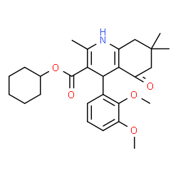 ChemSpider 2D Image | Cyclohexyl 4-(2,3-dimethoxyphenyl)-2,7,7-trimethyl-5-oxo-1,4,5,6,7,8-hexahydro-3-quinolinecarboxylate | C27H35NO5
