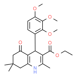 ChemSpider 2D Image | Ethyl 2,7,7-trimethyl-5-oxo-4-(2,3,4-trimethoxyphenyl)-1,4,5,6,7,8-hexahydro-3-quinolinecarboxylate | C24H31NO6
