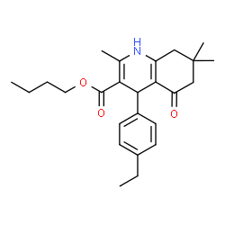 ChemSpider 2D Image | Butyl 4-(4-ethylphenyl)-2,7,7-trimethyl-5-oxo-1,4,5,6,7,8-hexahydro-3-quinolinecarboxylate | C25H33NO3