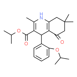 ChemSpider 2D Image | Isopropyl 4-(2-isopropoxyphenyl)-2,7,7-trimethyl-5-oxo-1,4,5,6,7,8-hexahydro-3-quinolinecarboxylate | C25H33NO4