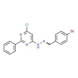 ChemSpider 2D Image | 4-[2-(4-Bromobenzylidene)hydrazino]-6-chloro-2-phenylpyrimidine | C17H12BrClN4