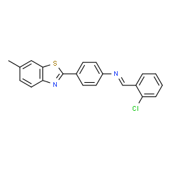 ChemSpider 2D Image | (2-Chloro-benzylidene)-[4-(6-methyl-benzothiazol-2-yl)-phenyl]-amine | C21H15ClN2S
