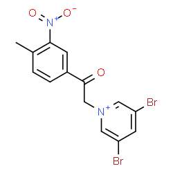 ChemSpider 2D Image | 3,5-Dibromo-1-[2-(4-methyl-3-nitrophenyl)-2-oxoethyl]pyridinium | C14H11Br2N2O3