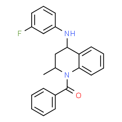 ChemSpider 2D Image | {4-[(3-Fluorophenyl)amino]-2-methyl-3,4-dihydro-1(2H)-quinolinyl}(phenyl)methanone | C23H21FN2O