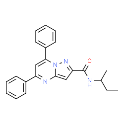 ChemSpider 2D Image | N-sec-Butyl-5,7-diphenylpyrazolo[1,5-a]pyrimidine-2-carboxamide | C23H22N4O