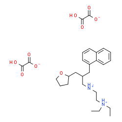 ChemSpider 2D Image | N,N-Diethyl-N'-[3-(1-naphthyl)-2-(tetrahydro-2-furanylmethyl)propyl]-1,2-ethanediaminium bis(hydrogen ethanedioate) | C28H40N2O9
