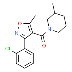 ChemSpider 2D Image | [3-(2-Chlorophenyl)-5-methyl-1,2-oxazol-4-yl](3-methyl-1-piperidinyl)methanone | C17H19ClN2O2