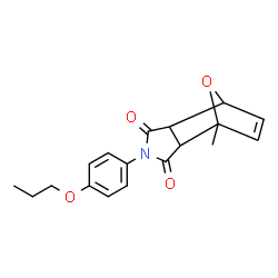 ChemSpider 2D Image | 1-Methyl-4-(4-propoxyphenyl)-10-oxa-4-azatricyclo[5.2.1.0~2,6~]dec-8-ene-3,5-dione | C18H19NO4