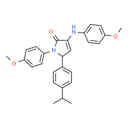 ChemSpider 2D Image | 5-(4-Isopropylphenyl)-1-(4-methoxyphenyl)-3-[(4-methoxyphenyl)amino]-1,5-dihydro-2H-pyrrol-2-one | C27H28N2O3
