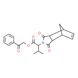 ChemSpider 2D Image | 2-Oxo-2-phenylethyl 2-(3,5-dioxo-4-azatricyclo[5.2.1.0~2,6~]dec-8-en-4-yl)-3-methylbutanoate | C22H23NO5